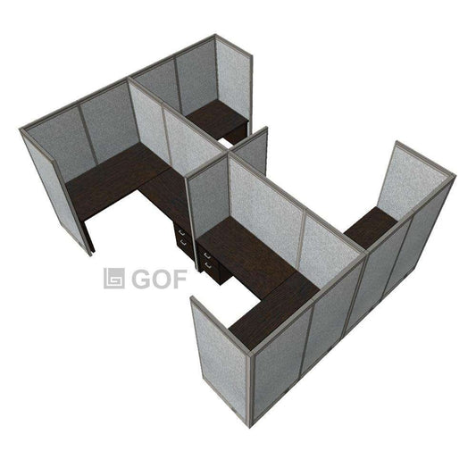 GOF Double 4 Person Separate Workstation Cubicle (12'D x 14'W x 6'H-W)