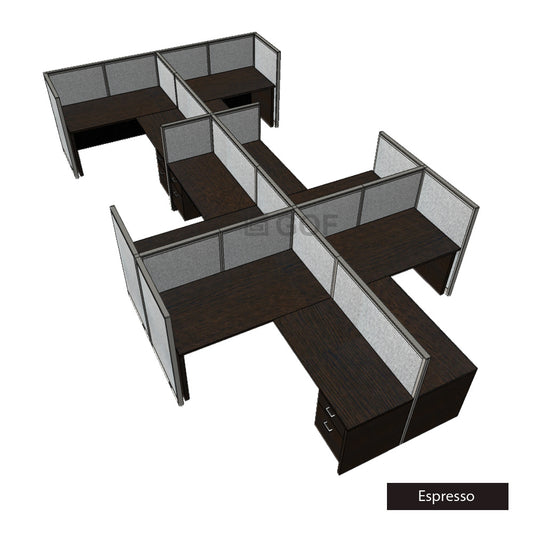 GOF Double 6 Person Separate Workstation Cubicle (10'D x 18'W x 4'H-W)