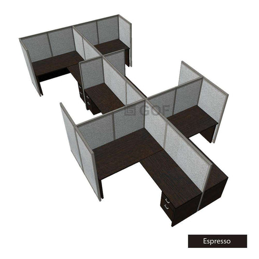 GOF Double 6 Person Separate Workstation Cubicle (C-12'D x 18'W x 5'H-W)