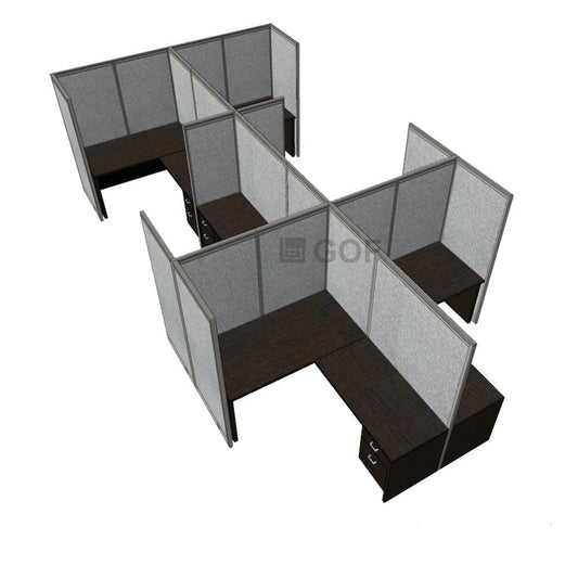 GOF Double 6 Person Separate Workstation Cubicle (12'D x 21'W x 6'H-W)