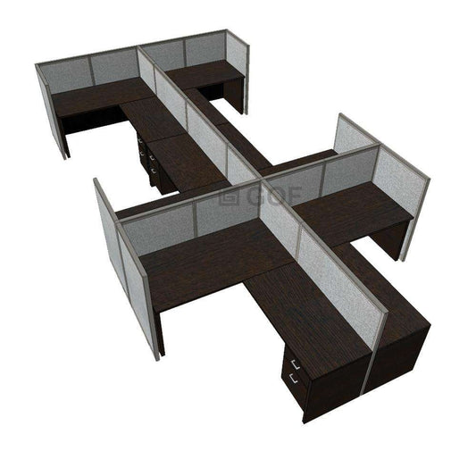 GOF Double 6 Person Workstation Cubicle (12'D x 21'W x 4'H)