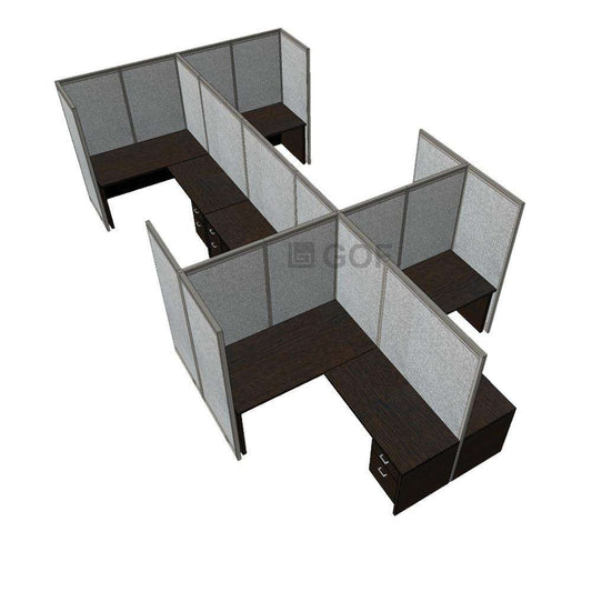 GOF Double 6 Person Workstation Cubicle (12'D x 21'W x 6'H)