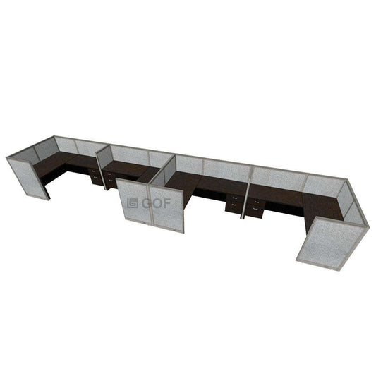GOF 4 Person Separate Workstation Cubicle (6'D x 24'W x 4'H -W)