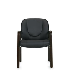 Luxhide Guest Chair with Espresso Wood Accents