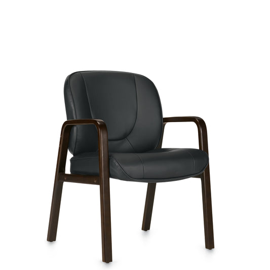 Luxhide Guest Chair with Espresso Wood Accents