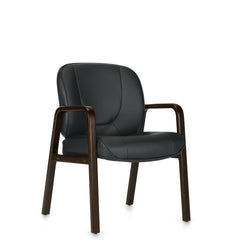 Luxhide Guest Chair with Espresso Wood Accents
