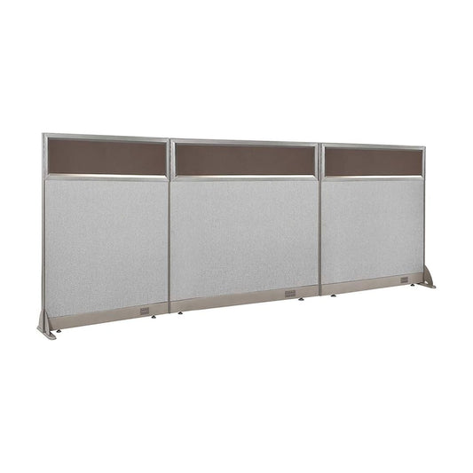 GOF 120"W x 48”/60”/72”H, Straight Line Freestanding Partial Glass Partition Package