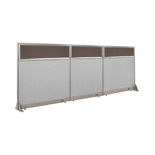 GOF 90"W x 48”/60”/72”H, Straight Line Freestanding Partial Glass Partition Package