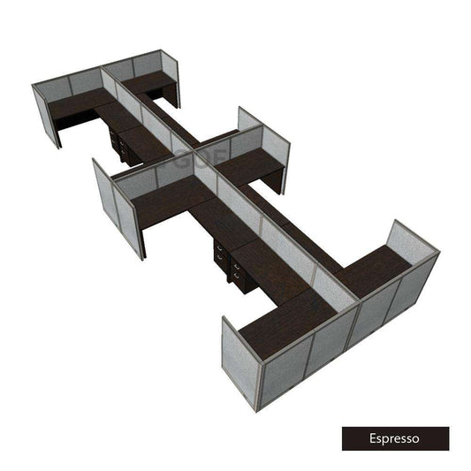 GOF Double 8 Person Workstation Cubicle (C-12'D x 24'W x 4'H) / Office Partition, Room Divider - Kainosbuy.com