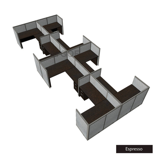 GOF Double 8 Person Separate Workstation Cubicle (10'D x 24'W x 4'H -W) / Office Partition, Room Divider - Kainosbuy.com