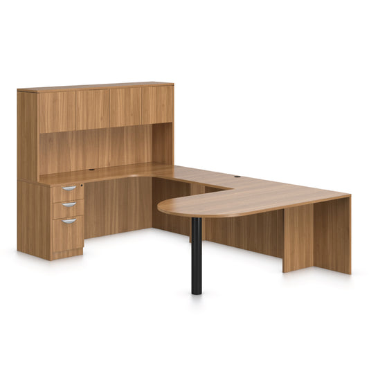 U71D - 6' x 9.5' U-Shape Workstation(Island D with B/B/F Pedestal) Hutch Added - Kainosbuy.com