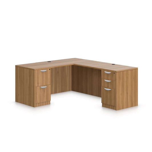 L66D - 5.5' x 6' L-Shape Workstation(Credenza Shell with B/B/F, F/F Pedestal) - Kainosbuy.com