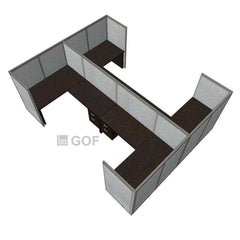 GOF Double 4 Person Workstation Cubicle (12'D x 14'W x 5'H)