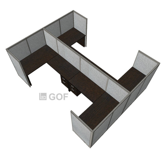 GOF Double 4 Person Workstation Cubicle (11'D x 12'W x 5'H)