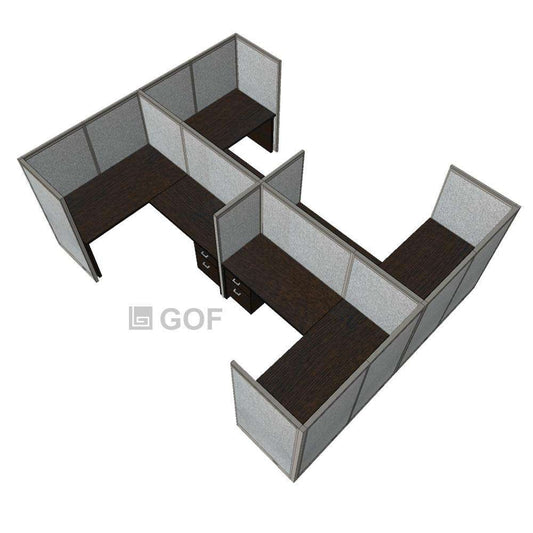 GOF Double 4 Person Separate Workstation Cubicle (12'D x 14'W x 5'H-W)