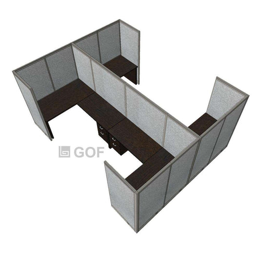 GOF Double 4 Person Workstation Cubicle (12'D x 14'W x 6'H)
