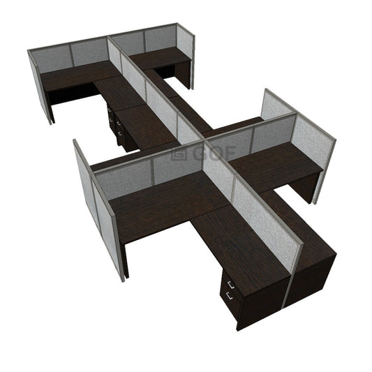 GOF Double 6 Person Workstation Cubicle (10'D x 18'W x 4'H)