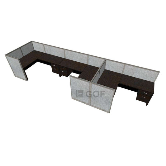 GOF 3 Person Workstation Cubicle (5.5'D  x 19.5'W x 4'H)