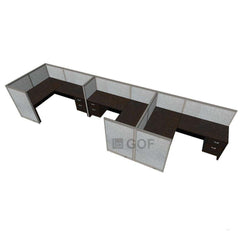 GOF 3 Person Separate Workstation Cubicle (C-6'D x 18'W x 4'H -W)