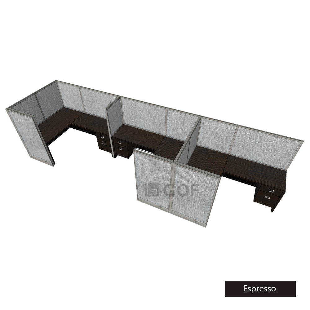 GOF 3 Person Separate Workstation Cubicle (6'D x 21'W x 5'H -W) / Office Partition, Room Divider - Kainosbuy.com