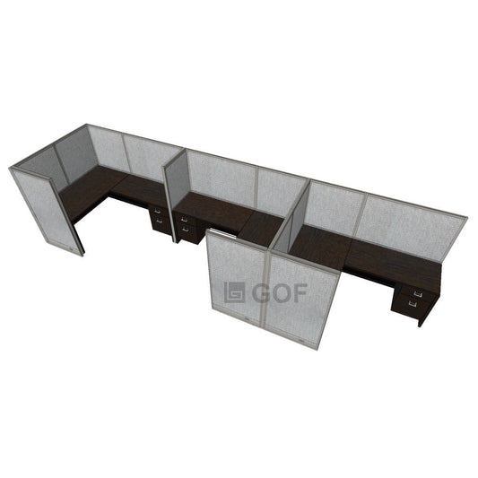 GOF 3 Person Separate Workstation Cubicle (C-6'D x 18'W x 5'H -W)