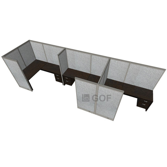 GOF 3 Person Separate Workstation Cubicle (C-6'D x 18'W x 6'H -W)