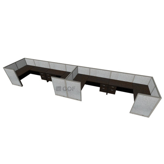 GOF 4 Person Workstation Cubicle (C-6'D  x 24'W x 4'H)