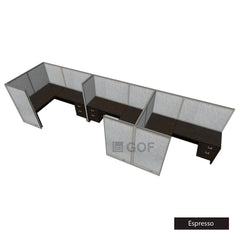 GOF 3 Person Separate Workstation Cubicle (5'D x 18'W x 5'H -W)