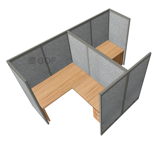 GOF Double 2 Person Workstation Cubicle (11'D x 6.5'W x 6'H)