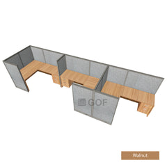 GOF 3 Person Separate Workstation Cubicle (6'D x 21'W x 5'H -W) / Office Partition, Room Divider - Kainosbuy.com