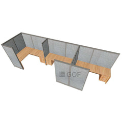 GOF 3 Person Separate Workstation Cubicle (5'D x 18'W x 6'H -W)