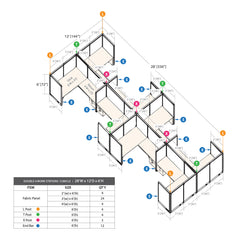 GOF Double 8 Person Separate Workstation Cubicle (12'D  x 28'W x 6'H -W)