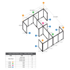 GOF Double 4 Person Separate Workstation Cubicle (10'D x 12'W x 6'H-W)