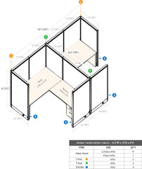 GOF Double 2 Person Workstation Cubicle (10'D x 6.5'W x 6'H)