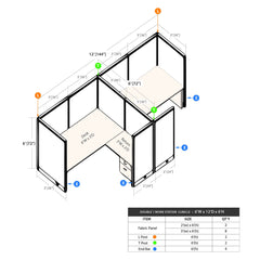 GOF Double 2 Person Workstation Cubicle (12'D x 6'W x 6'H)