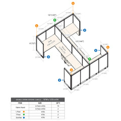 GOF Double 4 Person Workstation Cubicle (10'D x 12'W x 6'H)