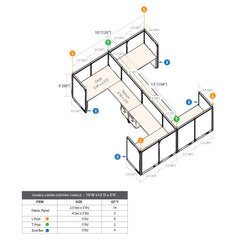 GOF Double 4 Person Workstation Cubicle (10'D x 13'W x 5'H)