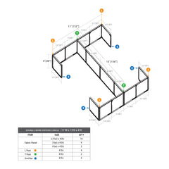 GOF Double 4 Person Workstation Cubicle (11'D x 13'W x 4'H)
