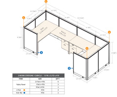 GOF 2 Person Workstation Cubicle (5.5'D x 13'W x 4'H)