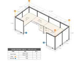 GOF 2 Person Workstation Cubicle (6'D x 14'W x 4'H)
