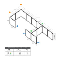 GOF 3 Person Workstation Cubicle (6'D  x 18'W x 4'H)