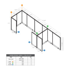 GOF 3 Person Workstation Cubicle (6'D  x 21'W x 6'H)