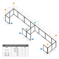 GOF 4 Person Workstation Cubicle (5.5'D  x 24'W x 4'H)