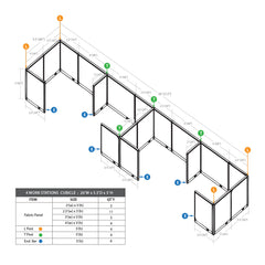GOF 4 Person Separate Workstation Cubicle (5.5'D x 26'W x 5'H -W)