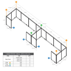 GOF 4 Person Workstation Cubicle (5.5'D  x 26'W x 5'H)