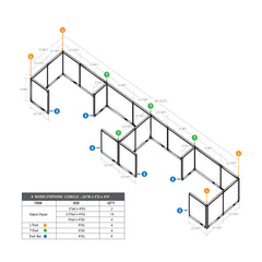 GOF 4 Person Separate Workstation Cubicle (5'D x 26'W x 4'H -W)