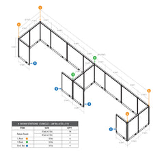 GOF 4 Person Workstation Cubicle (6'D  x 28'W x 5'H)