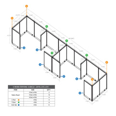 GOF 4 Person Separate Workstation Cubicle (6'D x 28'W x 6'H -W)