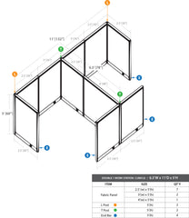 GOF Double 2 Person Workstation Cubicle (11'D x 6.5'W x 5'H)