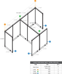 GOF Double 2 Person Workstation Cubicle (10'D x 6.5'W x 6'H)
